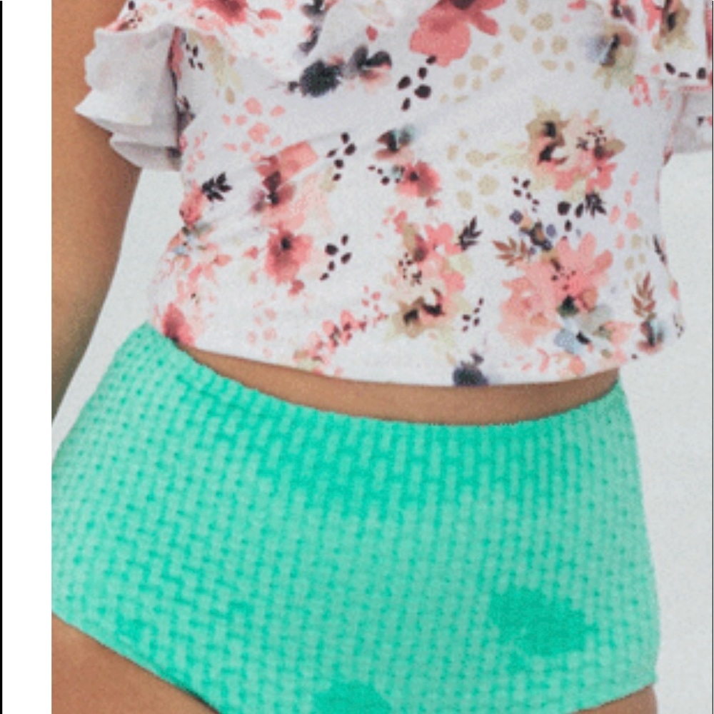 Teal textured bow bottoms